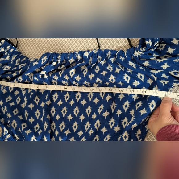 AUW Blue and White Patterned Bohemian Jumpsuit - Picture 10 of 13